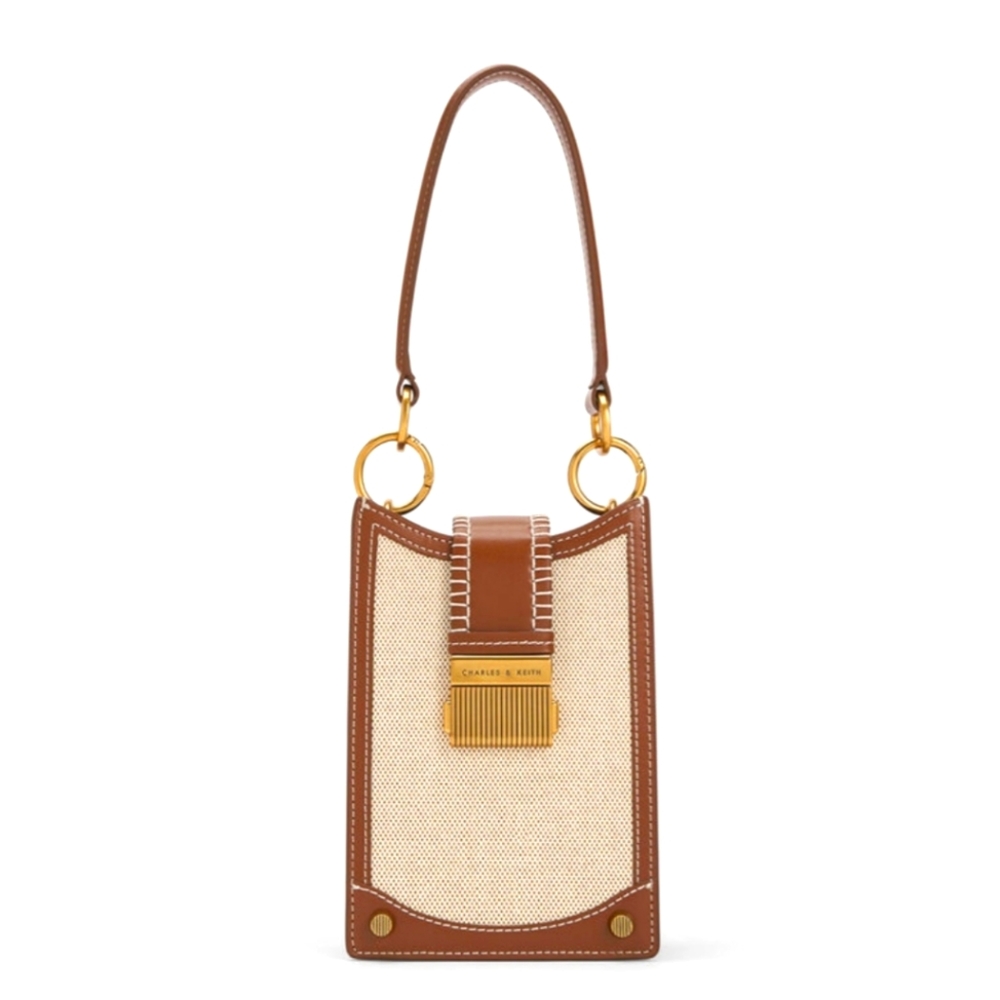 Brown and Cream Women's Bag
